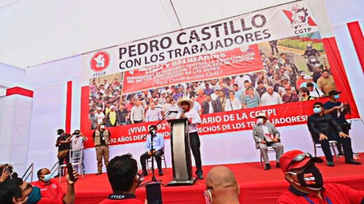 Castillo dará mensaje en Plaza Dos de Mayo por el Día Internacional de los Trabajadores