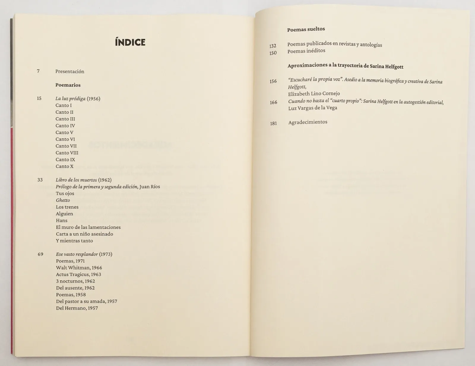 Sarina Helfgott o la belleza de su poesía 3 La poesía inédita de Sarina Helfgott se publica por primera vez en un volumen imprescindible