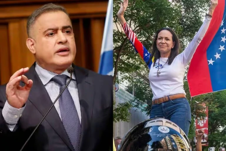 El fiscal general de Venezuela, Tarek William Saab, y la líder opositora, María Corina Machado | Foto: X - Jimmy Villalta