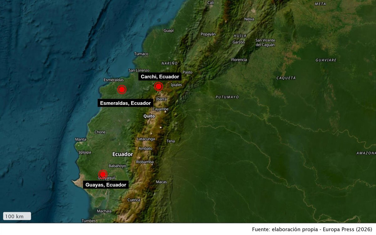 Ecuador contabiliza seis viviendas afectadas por el terremoto de magnitud 7,4 registrado en Colombia