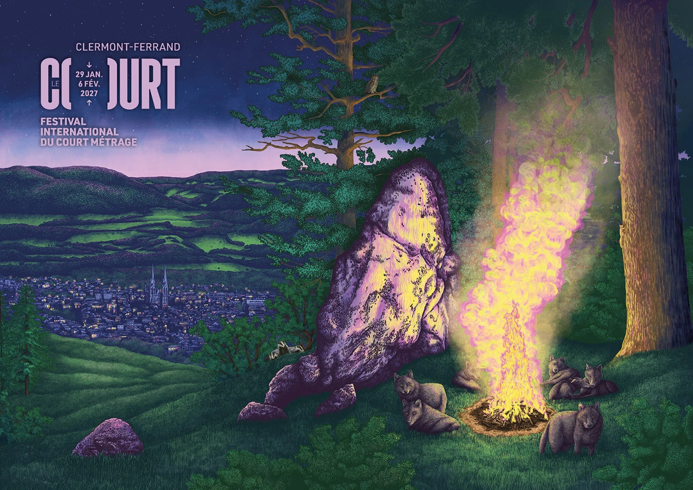 La nueva affiche del Festival de Clermont-Ferrand 2027: entre naturaleza, misterio y cine.