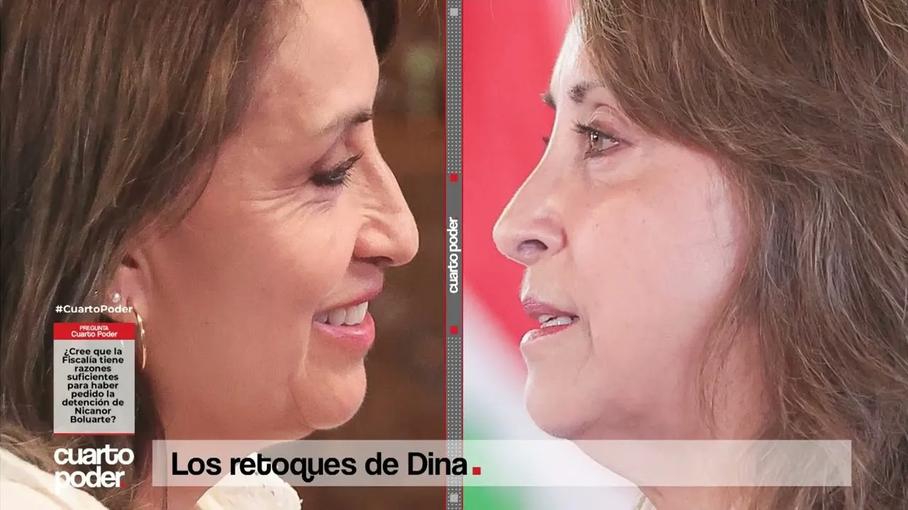 Dina Boluarte declara ante Fiscalía por presunto abandono de cargo tras cirugía 2 Dina Boluarte antes y después de su cirugía | Imagen: YouTube - Captura de Cuarto Poder (América)
