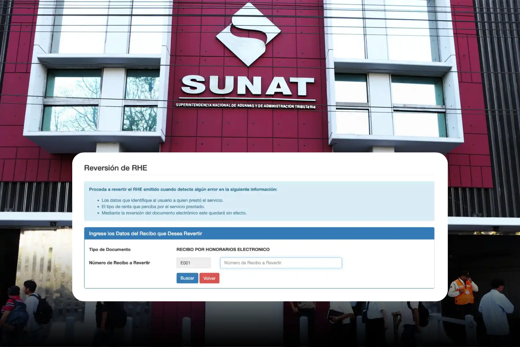 Cómo revertir un recibo por honorarios electrónico en SUNAT paso a paso