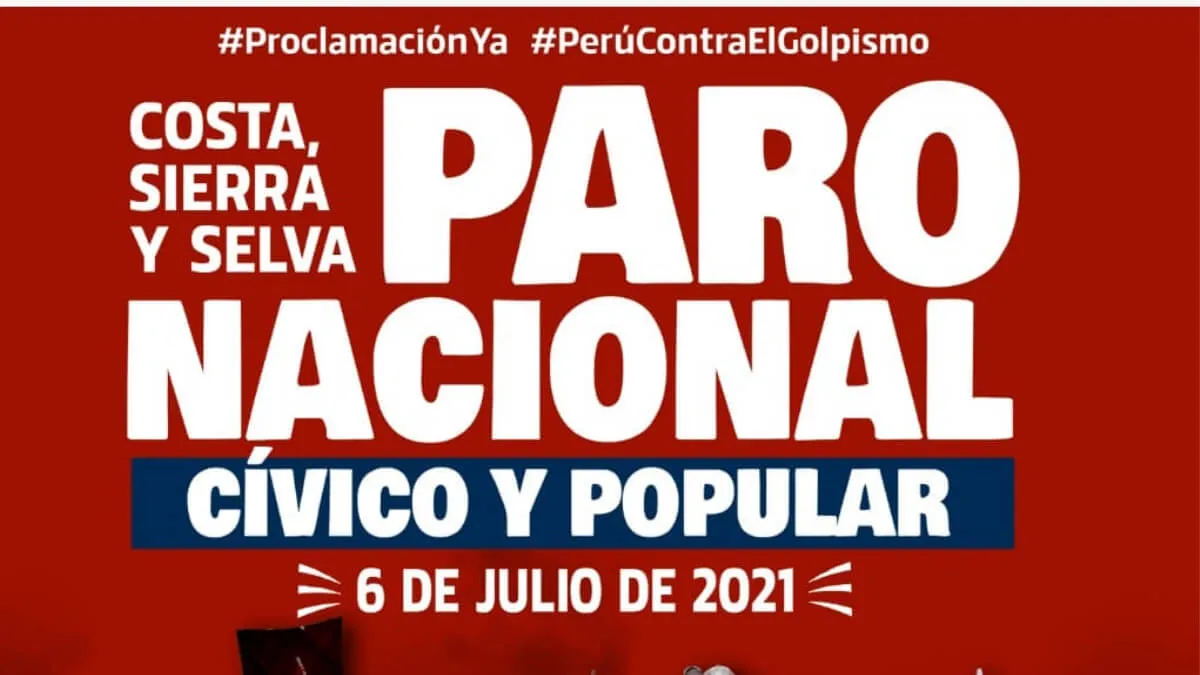 Protesta nacional hoy para que proclamen al profesor Pedro Castillo