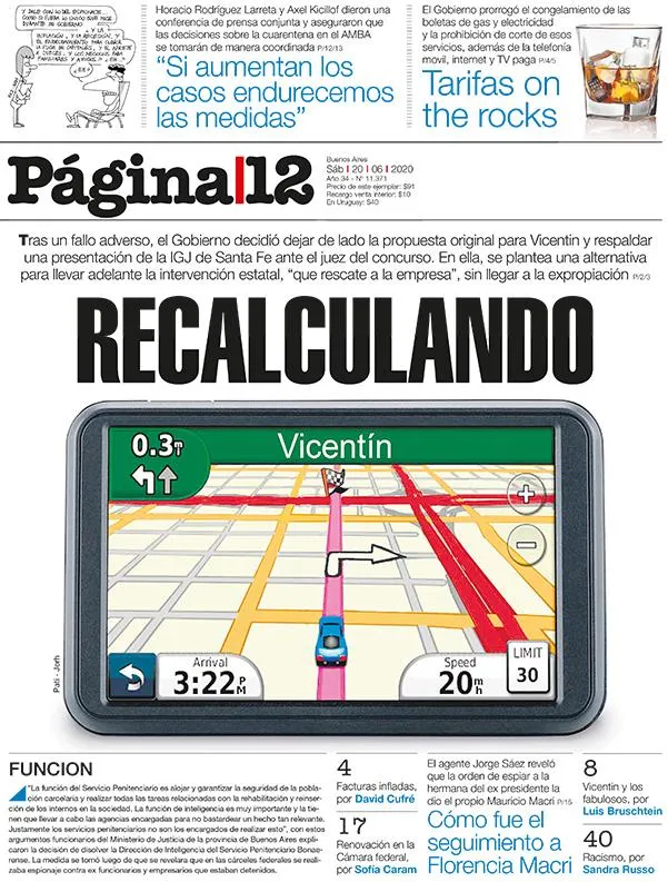 pagina 12 portada sabado 20 junio 2020