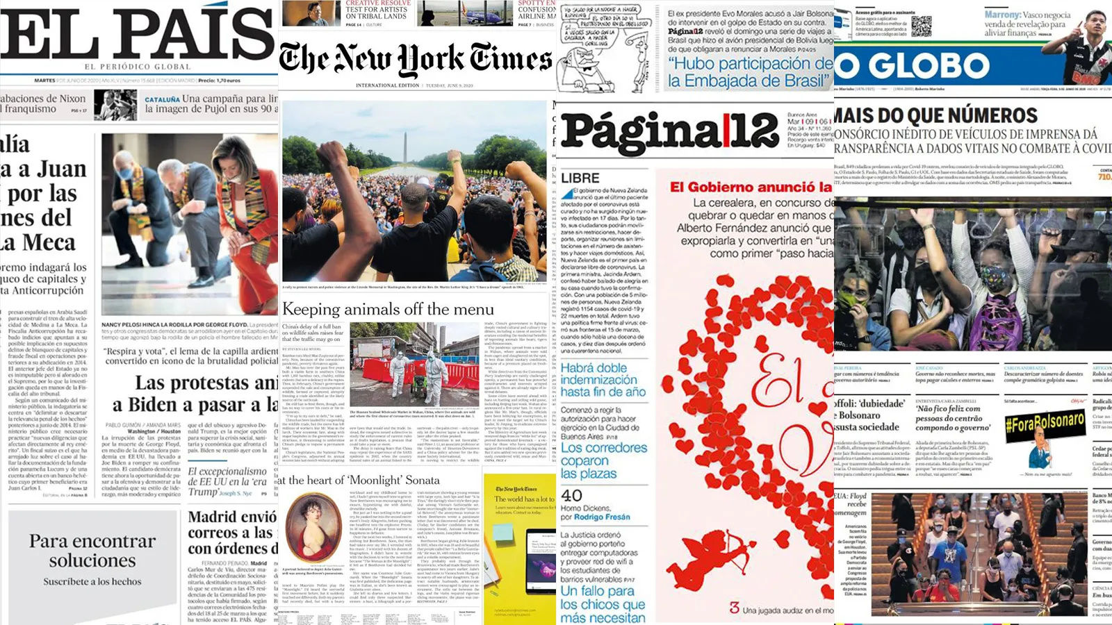 La despedida a Floyd y las protestas en Estados Unidos, en las portadas de los principales diarios del mundo este 9 de junio de 2020