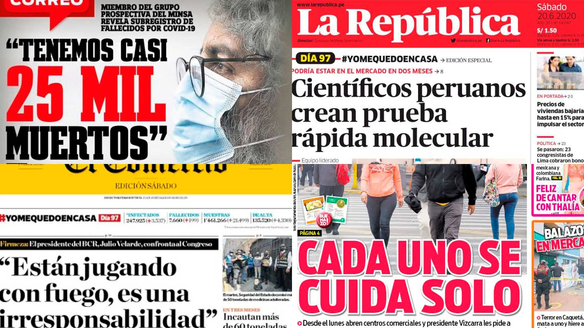 La flexibilización de la cuarentena, en las portadas de los diarios del Perú este sábado 20 de junio de 2020