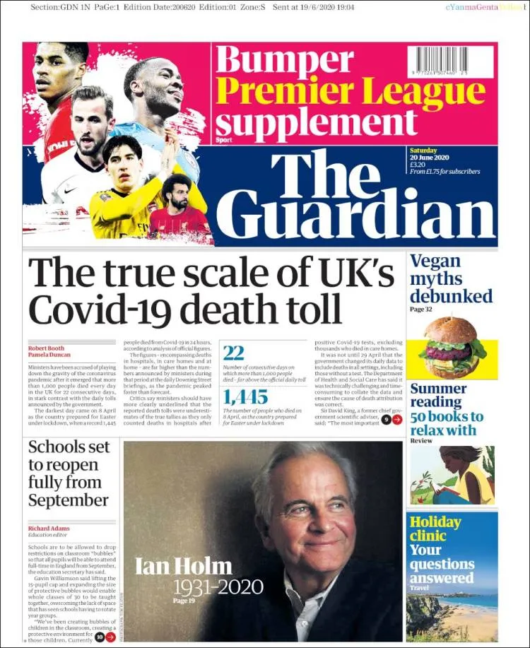 the guardian portada sabado 20 junio 2020