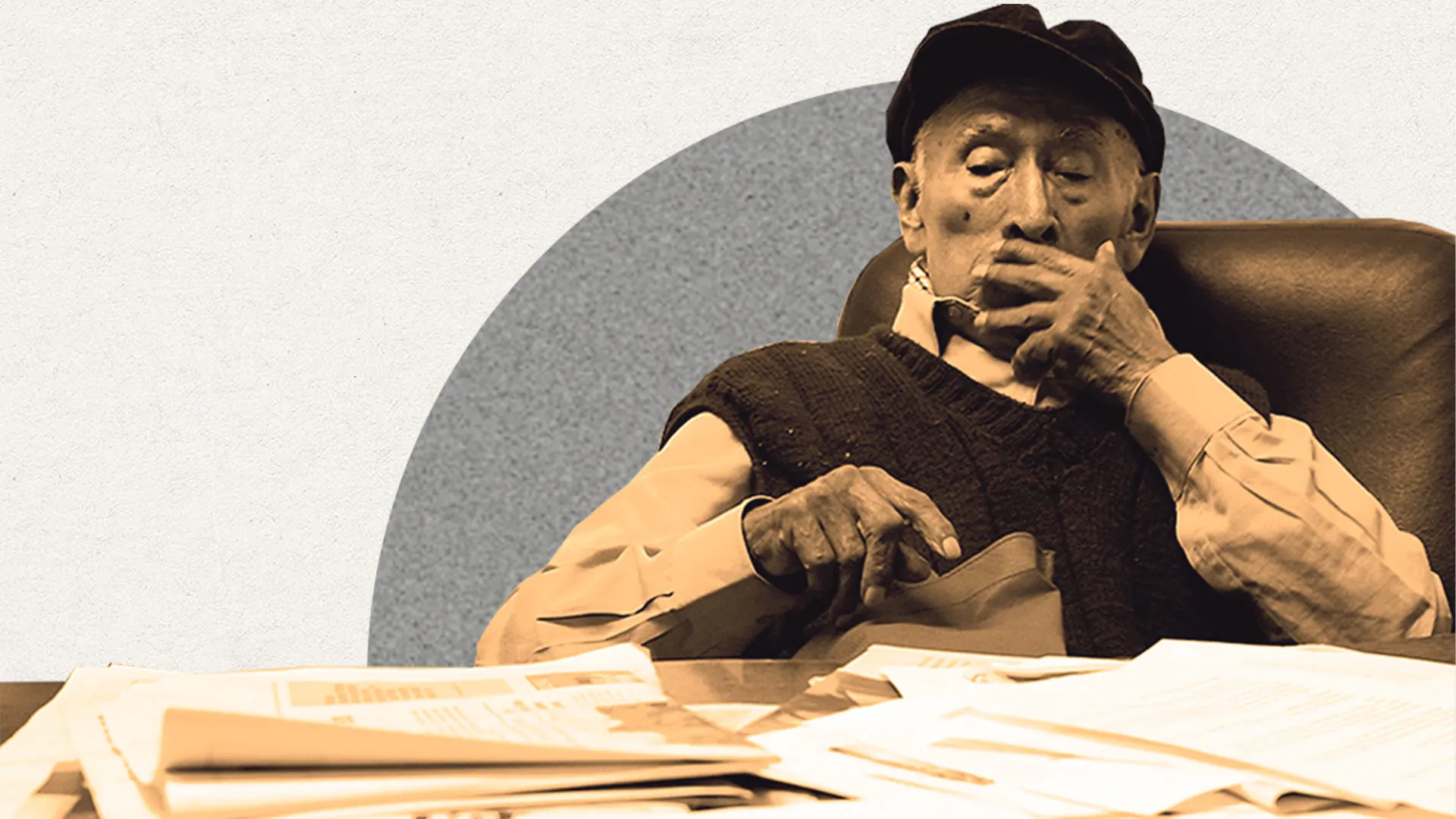 Cesar Levano en la redaccion del extinto diario La Primera