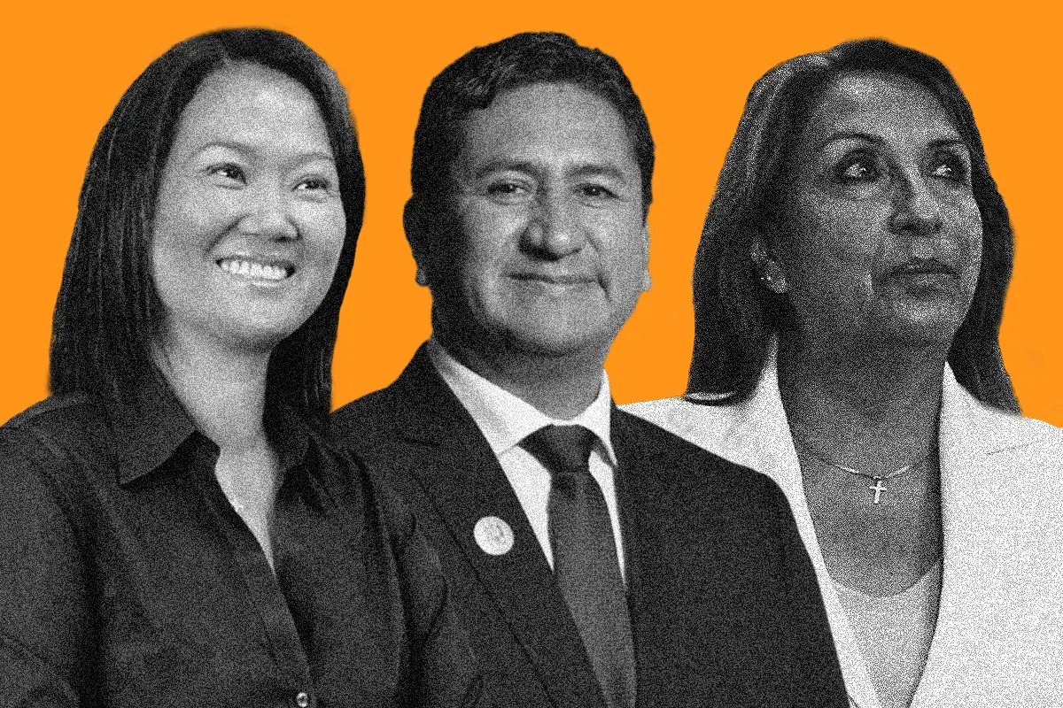 Keiko Fujimori, Vladimir Cerrón y Dina Boluarte