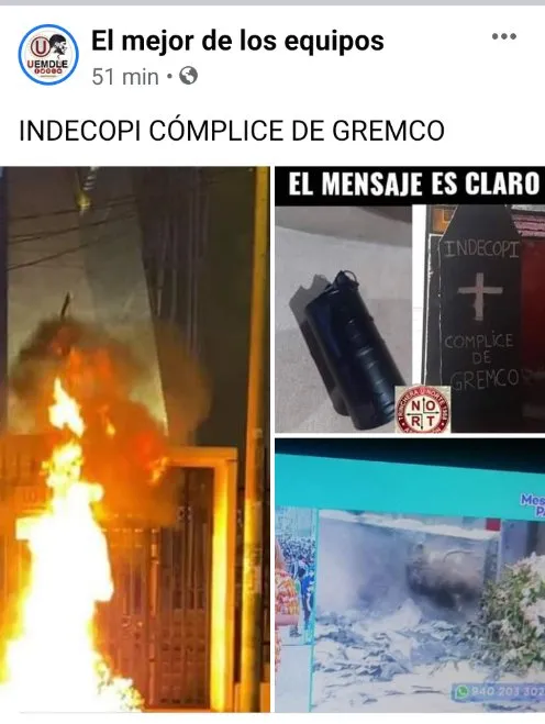 Dejan corona de flores y lanzan explosivo contra la sede de Indecopi 4 EajsKXPXsAES3or