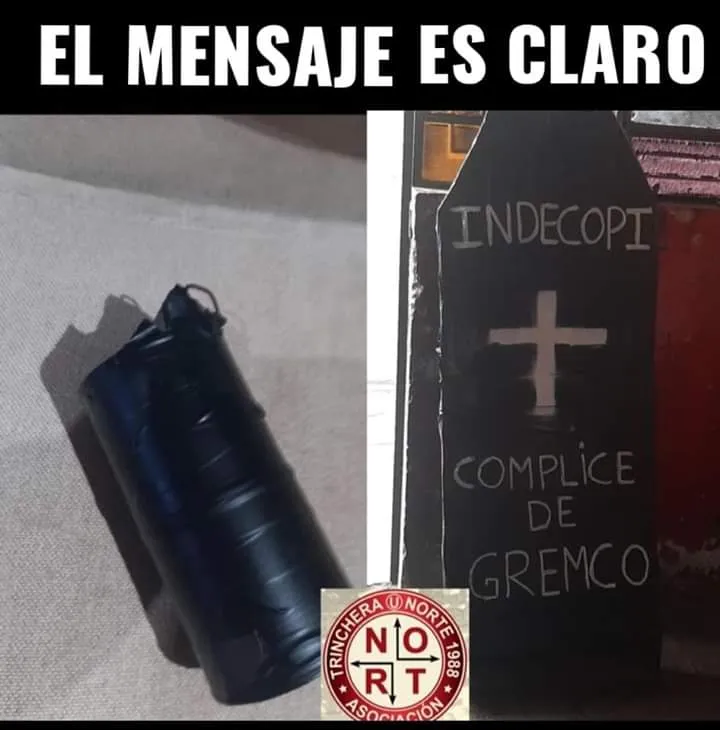 Dejan corona de flores y lanzan explosivo contra la sede de Indecopi 3 EajsLXqXkAARMHh