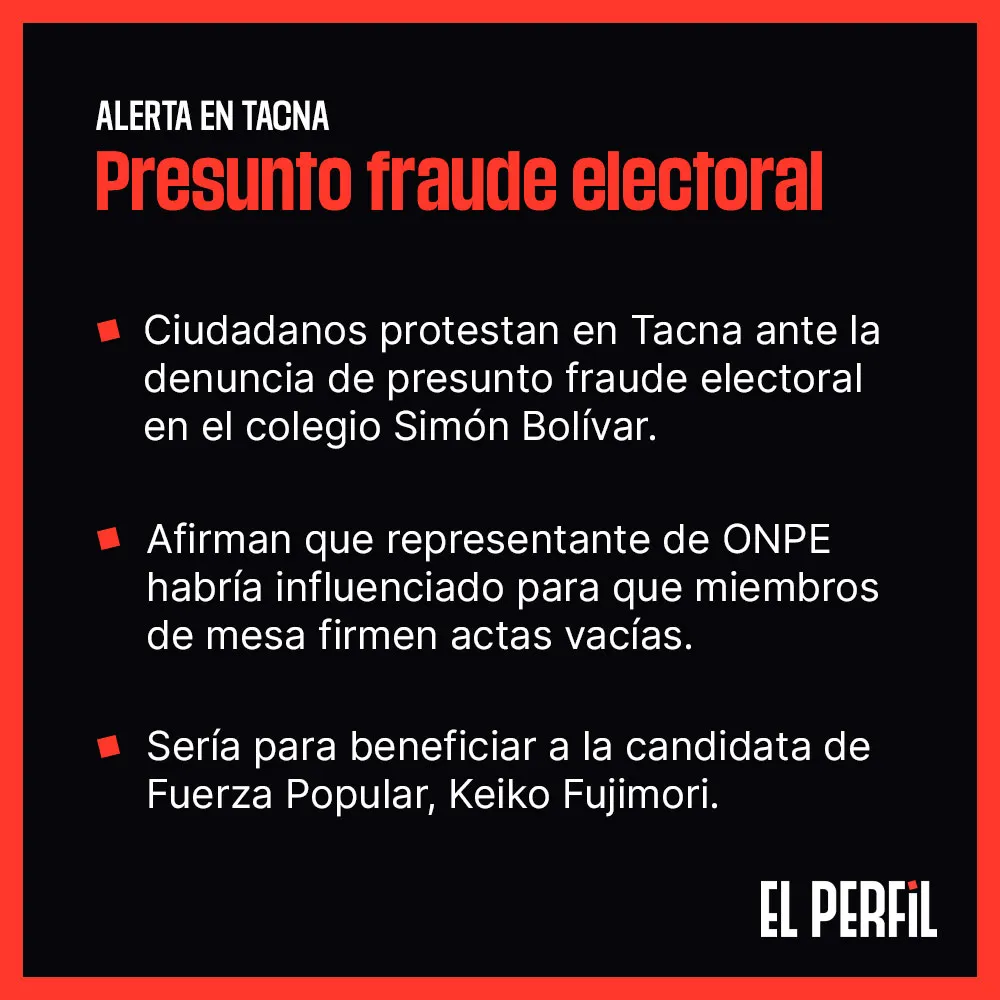 Elecciones 2021: Ciudadanos protestan por presunto fraude electoral en Tacna 2 Elecciones 2021 Ciudadanos protestan por presunto fraude electoral en Tacna 2