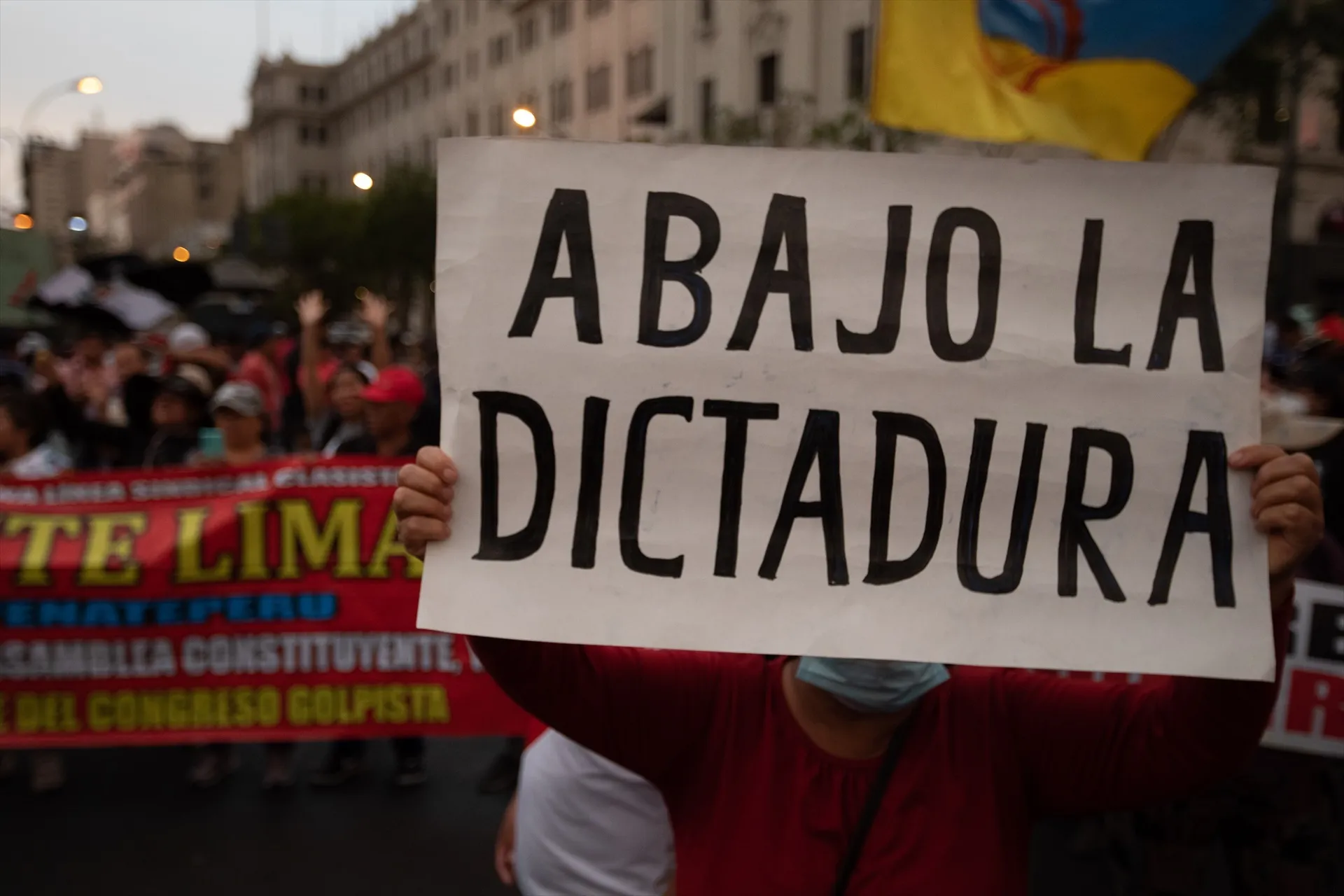 Alberto Vergara: "El Gobierno de Boluarte es la barbarie" 2 EuropaPress 4930555 17 january 2023 peru lima woman holds up sign that says down with the