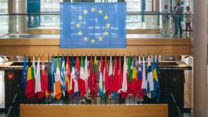 EuropaPress 5337700 estrasburgo francia 13 julio 2023 detalle banderas paises miembros union