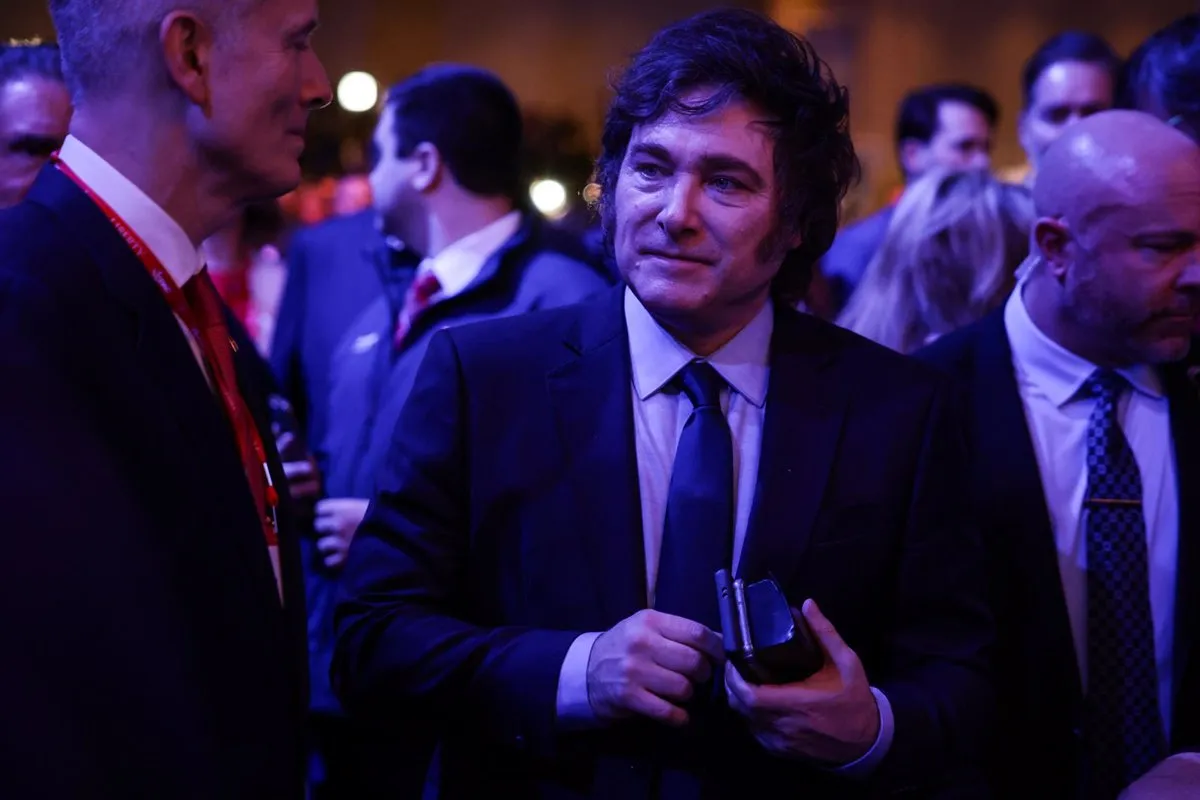 Archivo - El presidente de Argentina, Javier Milei durante un acto en Estados Unidos