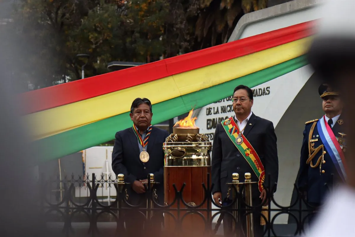 Archivo - El vicepresidente de Bolivia, David Choqueacuanca, y el presidente Luis Arce.