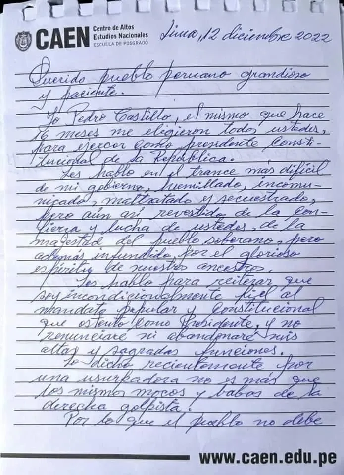 carta de pedro castillo 12 12 22 1