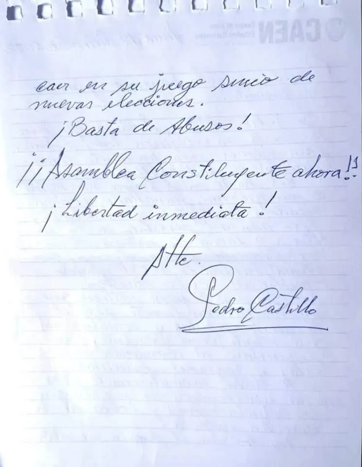 carta de pedro castillo 12 12 22 2