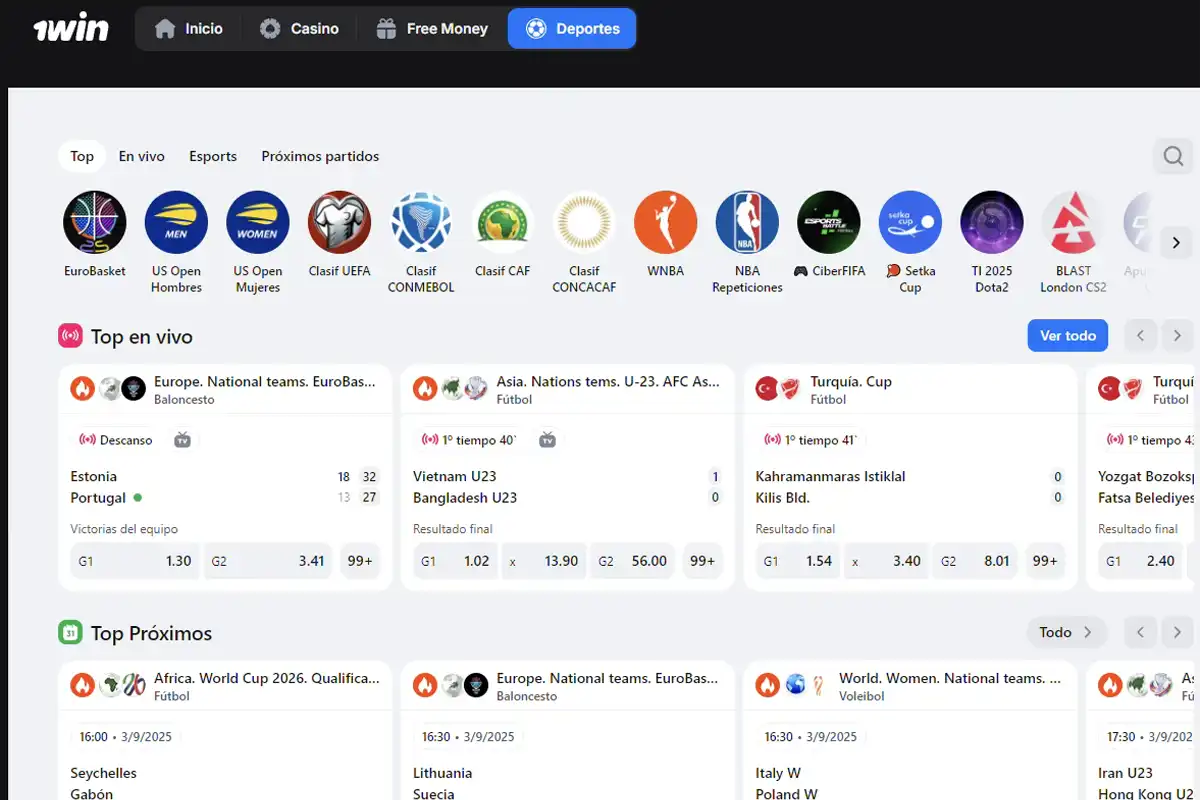 1Win rediseña su web para Perú