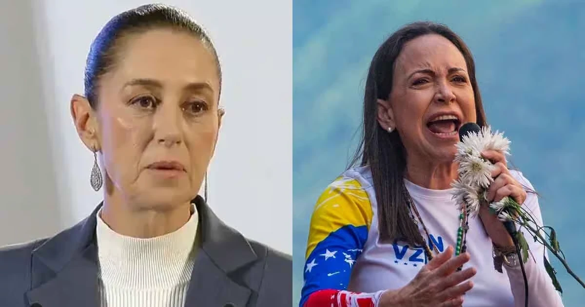 La presidenta de México, Claudia Sheinbaum, y la líder opositora venezolana, María Corina Machado | Foto: Presidencia México - Jimmy Villalta