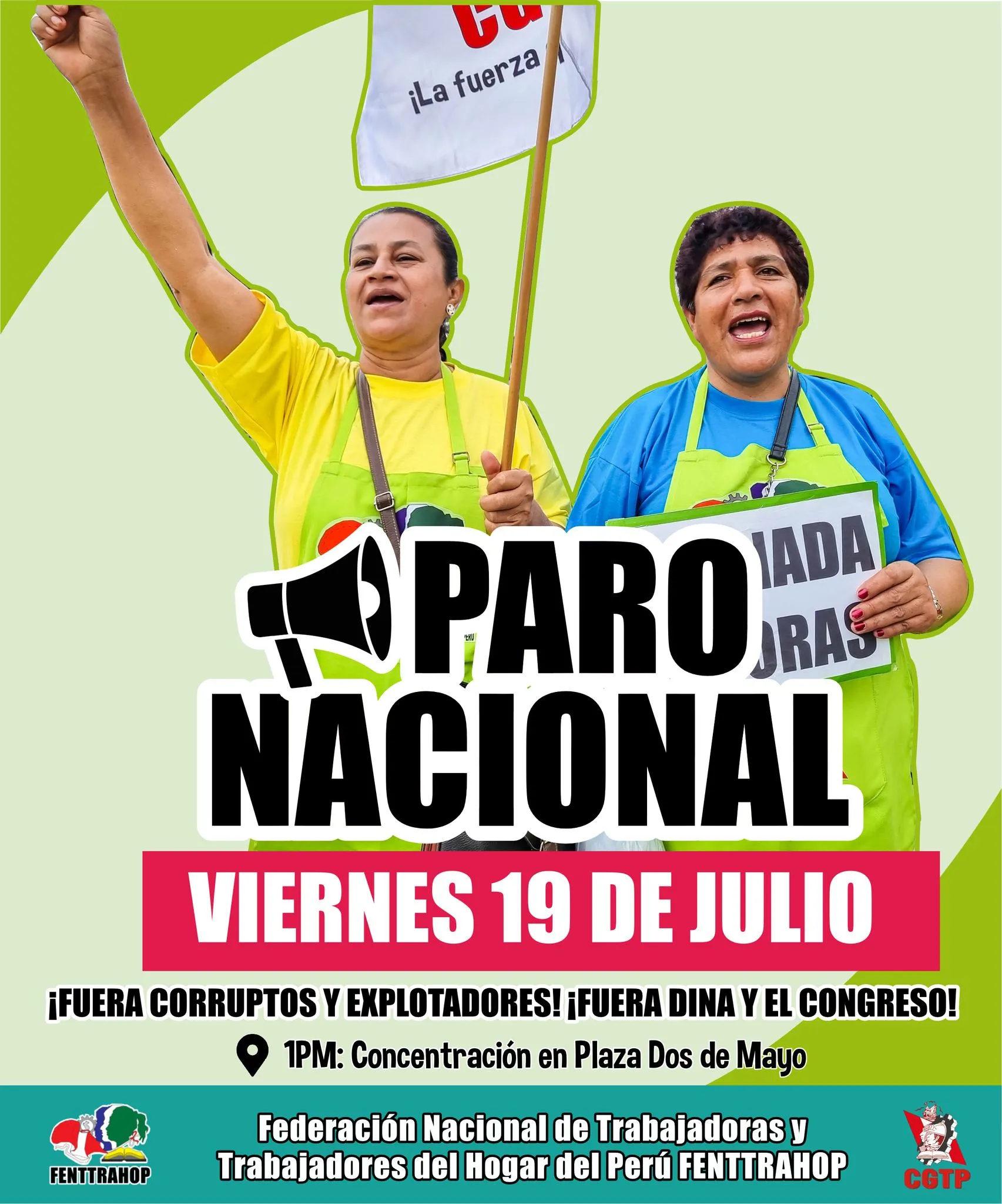 Trabajadoras del hogar se unirán al paro nacional del 19 de julio (Fenttrahop)