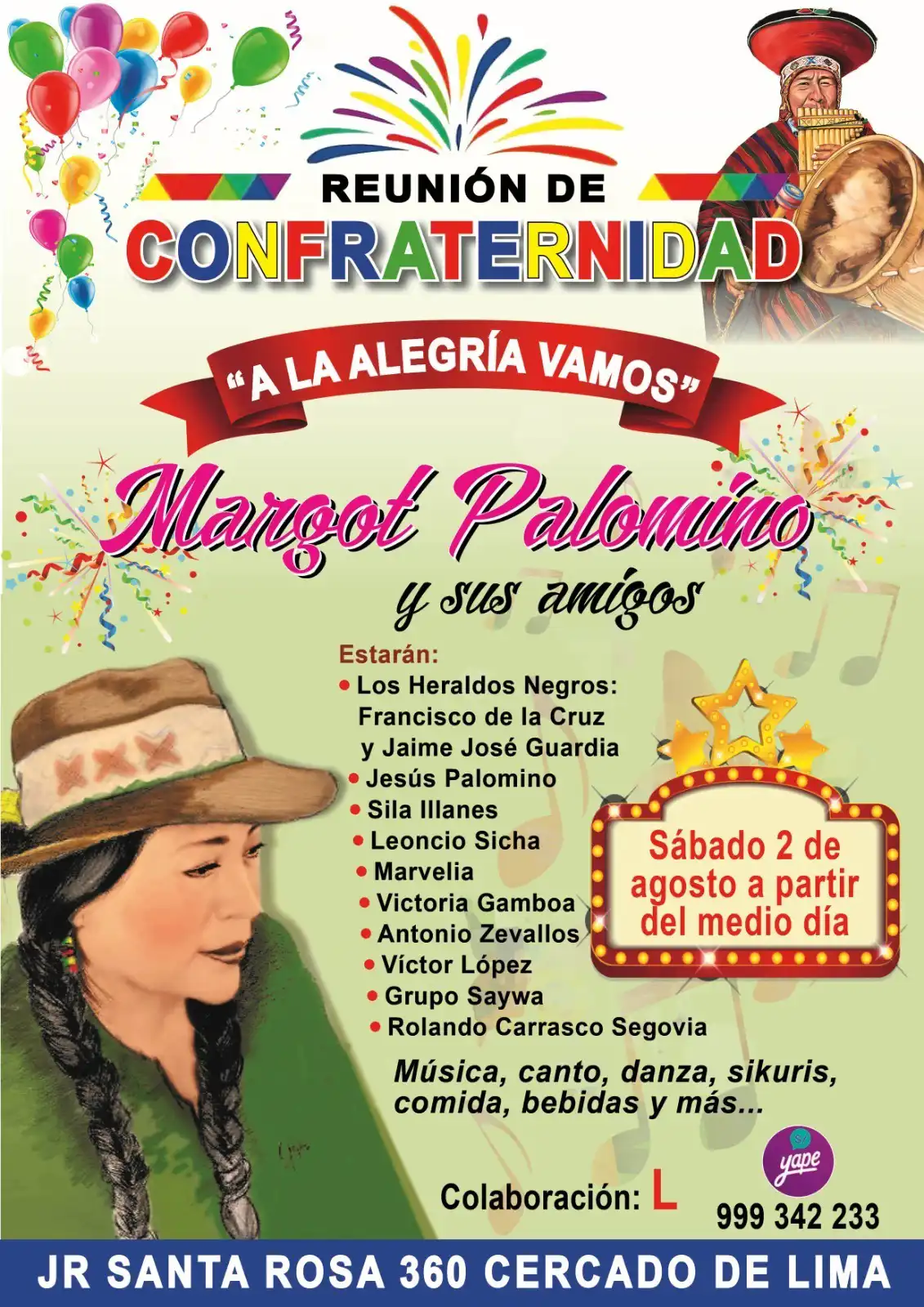 Despedida de Margot Palomino previa a su gran gira por Europa 2 “A la alegría vamos” el 2 de agosto de 2025