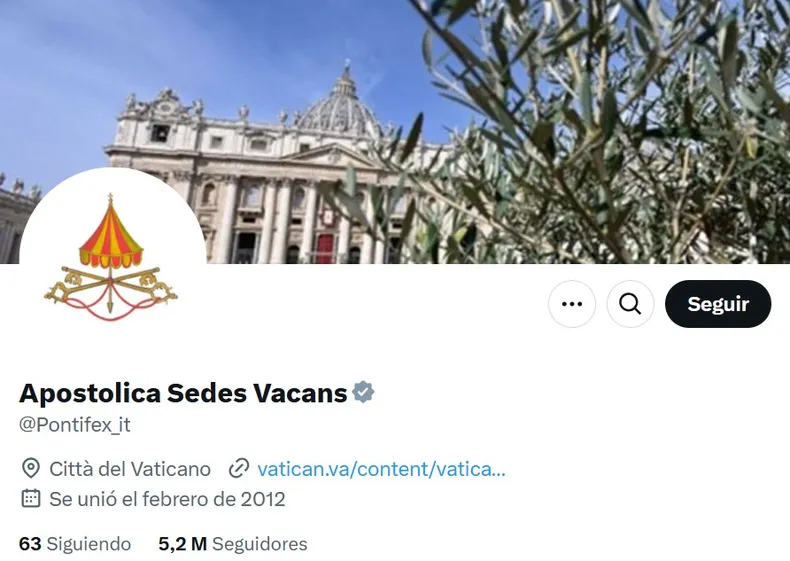 Cuenta en X del papa Francisco, hoy en Sede Vacante | Captura